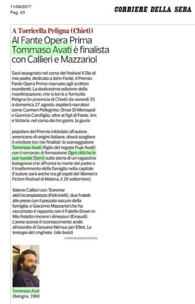 IL CORRIERE DELLA SERA 11.8.2017